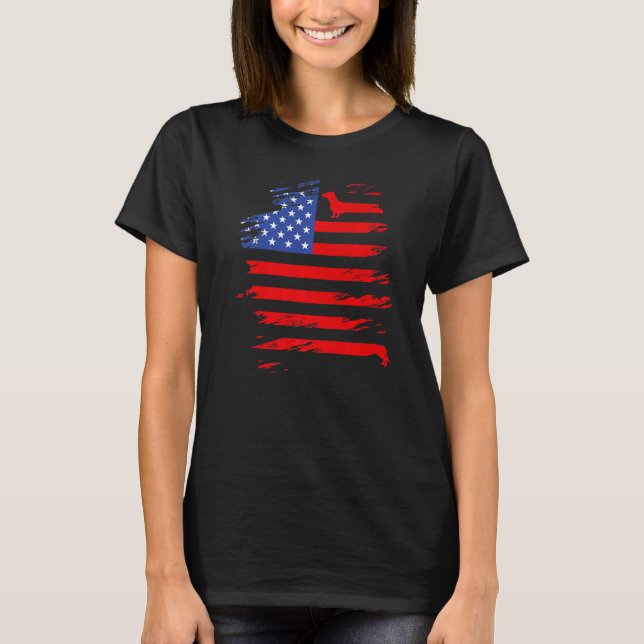 Camiseta Dachshund And America Flag Patriotic Weiner Dog (Anverso)