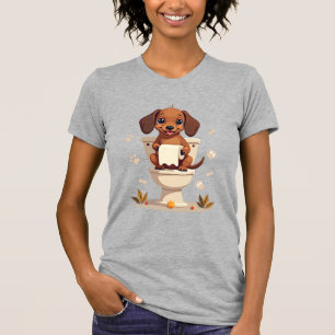 Camiseta Dachshund antiguo lindo en el baño de dibujos anim