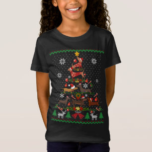 Camiseta Dachshund Árbol navideño Doxie Santa