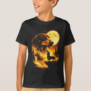 Camiseta Dachshund Aullando a La Luna Vintage 90s Retro