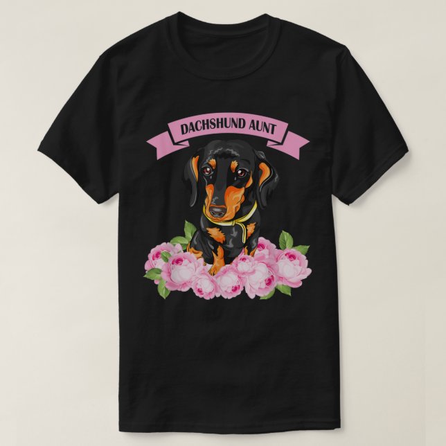 Camiseta Dachshund Aunt Wiener Doxie Lover Propietaria Flor (Diseño del anverso)