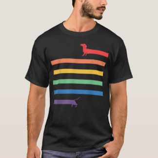 Camiseta Dachshund Bandera de Arcoíris Orgullo Gay Lgbt Div