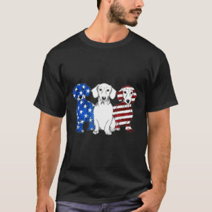 Camiseta Dachshund Bandera Estadounidense Hombres Mujer Par