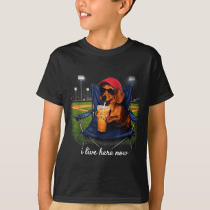 Camiseta Dachshund bebe café helado campo de béisbol en viv
