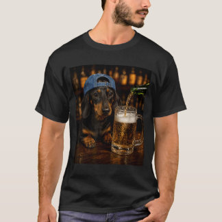 Camiseta Dachshund bebiendo cerveza meme divertido de perro