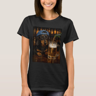 Camiseta Dachshund bebiendo cerveza meme divertido de perro
