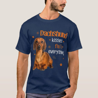 Camiseta Dachshund besa arregla todo el amante del dachshun