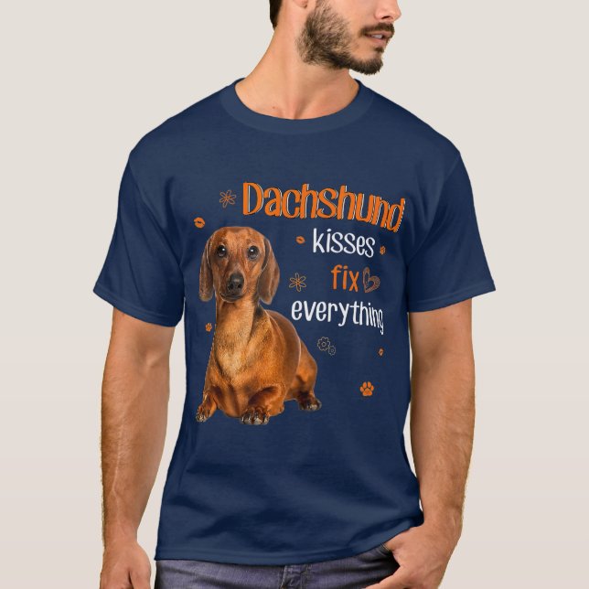 Camiseta Dachshund besa arregla todo el amante del dachshun (Anverso)