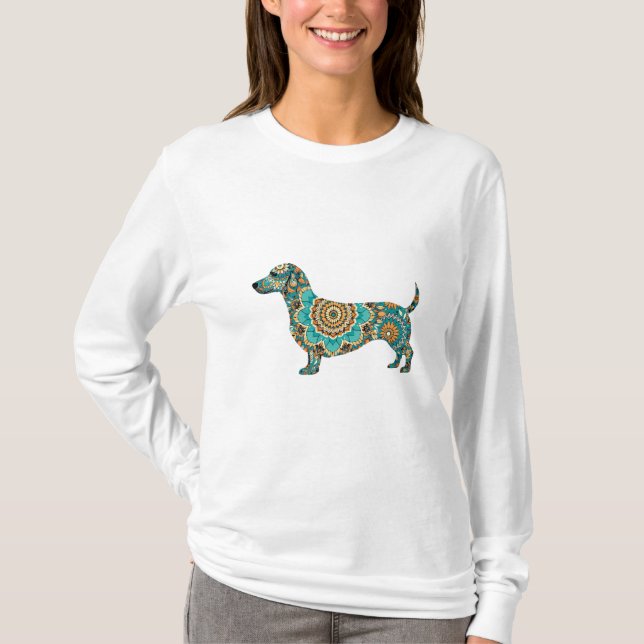 Camiseta Dachshund Boho Mandala (Anverso)
