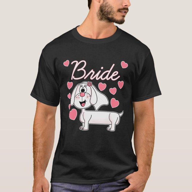 Camiseta Dachshund Bride Wedding Dog  Bridal Shower (Anverso)