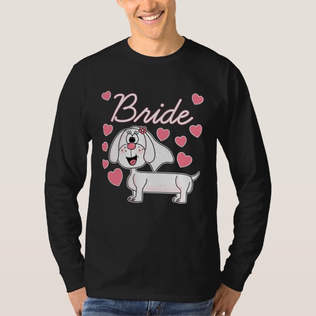 Camiseta Dachshund Bride Wedding Dog  Bridal Shower (Anverso)
