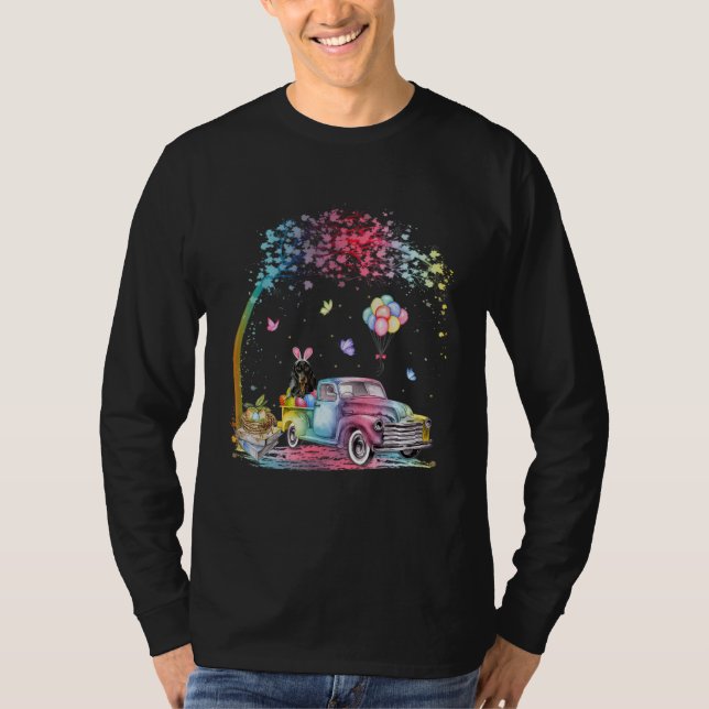 Camiseta Dachshund Bunny Truck Easter Eggs Hunting Dog  Eas (Anverso)