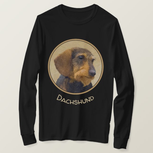 Camiseta Dachshund (Cabezal alambrada) Pintura original de  (Anverso del diseño)