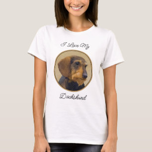Camiseta Dachshund (Cabezal alambrada) Pintura original de 