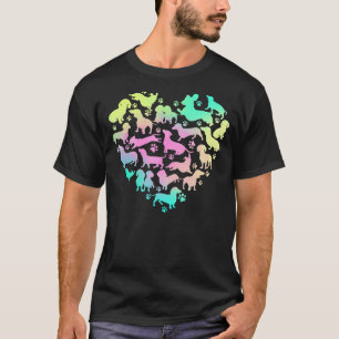 Camiseta Dachshund Cardiopatía Colorida Doxie Sausage Dogen
