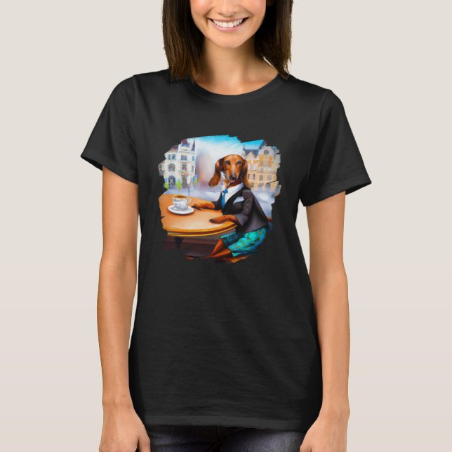 Camiseta Dachshund Chiweenie Wiener Dog Aristocrat Cafe Cof (Anverso)