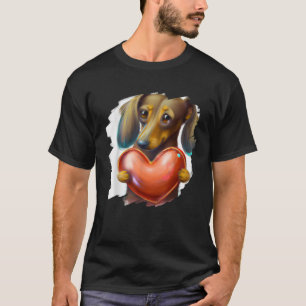 Camiseta Dachshund Chiweenie Wiener Perro abrazando al cora