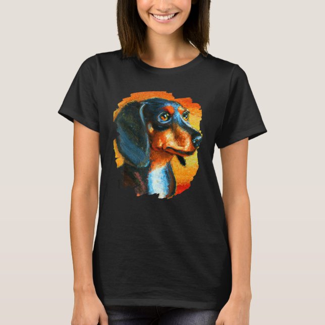 Camiseta Dachshund Chiweenie Wiener Perros de pintura de co (Anverso)