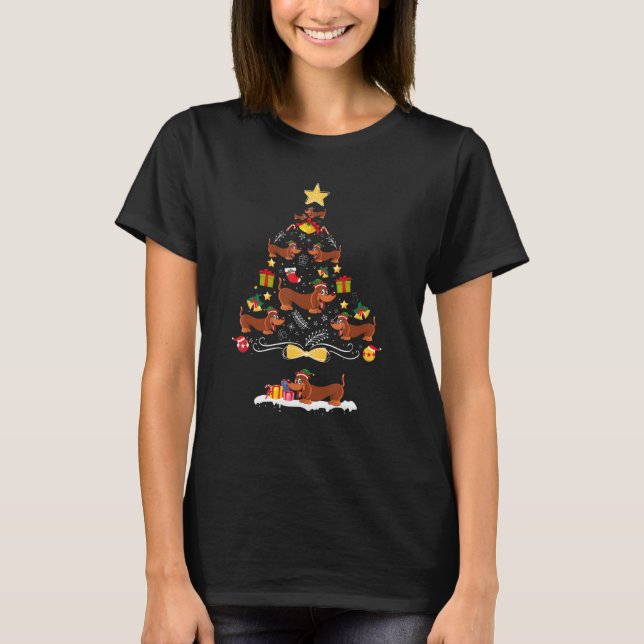 Camiseta Dachshund Christmas Tree Crewneck Perro Dueño Gif (Anverso)