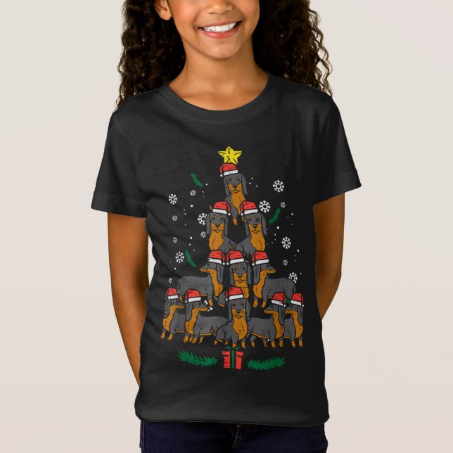 Camiseta Dachshund Christmas Tree Wiener Dog Xmas (Anverso)