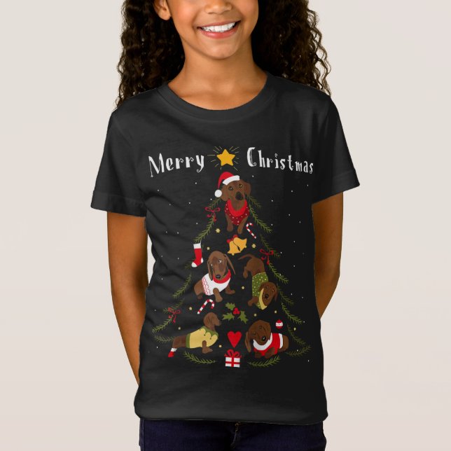 Camiseta Dachshund Christmas Tree Xmas Dog Lover (Anverso)