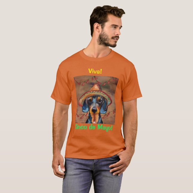 Camiseta Dachshund Cinco de Mayo (Anverso completo)