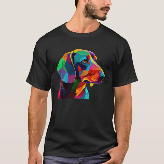 Camiseta Dachshund  Colorful Pop Dachshund (Anverso)