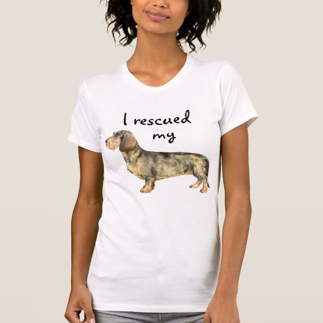 Camiseta Dachshund con cable de rescate (Anverso)
