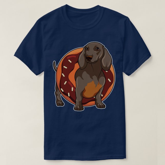 Camiseta Dachshund con Donut (Diseño del anverso)