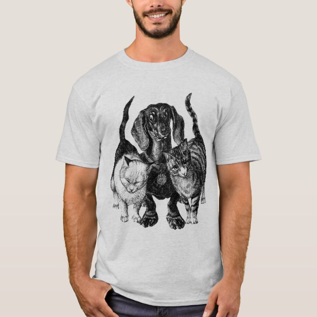 Camiseta Dachshund con el GIF de los gatos (Anverso)
