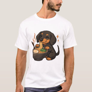 Camiseta Dachshund con fideos Ramen Kawaii Perro