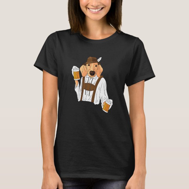 Camiseta Dachshund Con Lederhosen Beer Beer Prost Oktoberfe (Anverso)