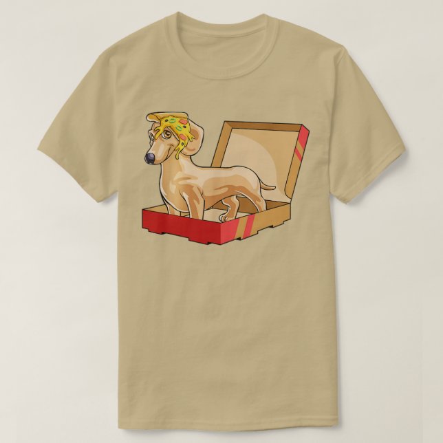 Camiseta Dachshund Con Pizza Slice (Diseño del anverso)