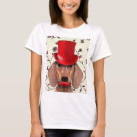 Dachshund con sombrero rojo superior