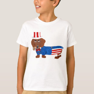 Camiseta Dachshund con traje de Tío Sam