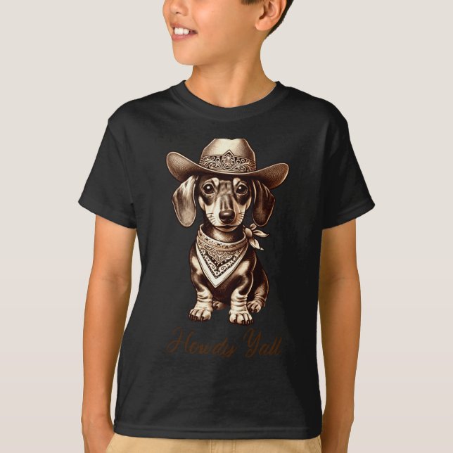 Camiseta Dachshund Cowboy Cute Sausage Dog Cowboy Weiner Pu (Anverso)