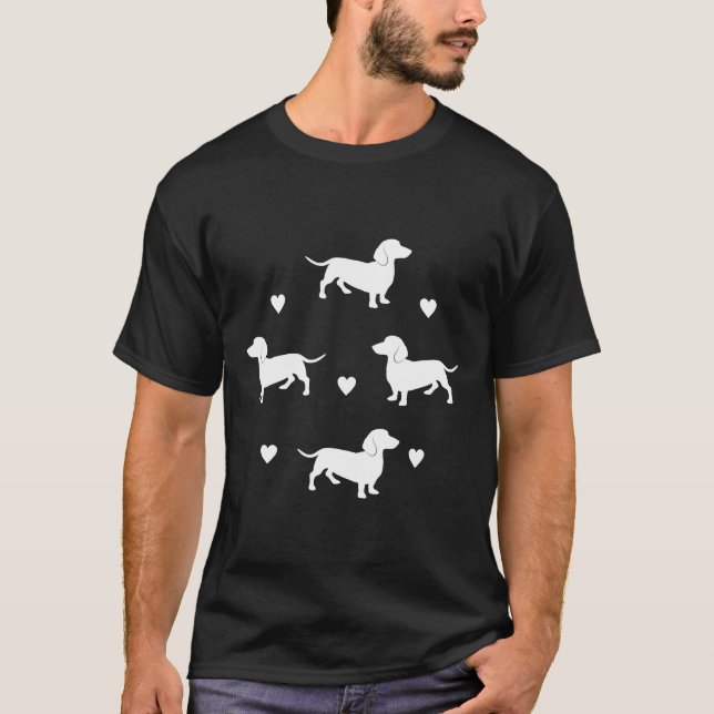 Camiseta Dachshund Dachshund Dixie Negro Y Blanco Con Hea (Anverso)