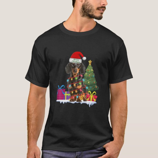 Camiseta Dachshund Dackel Wiener Perro Navidades feos suéte (Anverso)