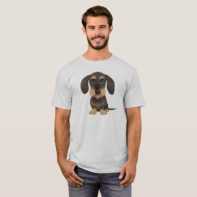 Camiseta Dachshund de cabello alambrado| Perro de caricatur (Anverso completo)