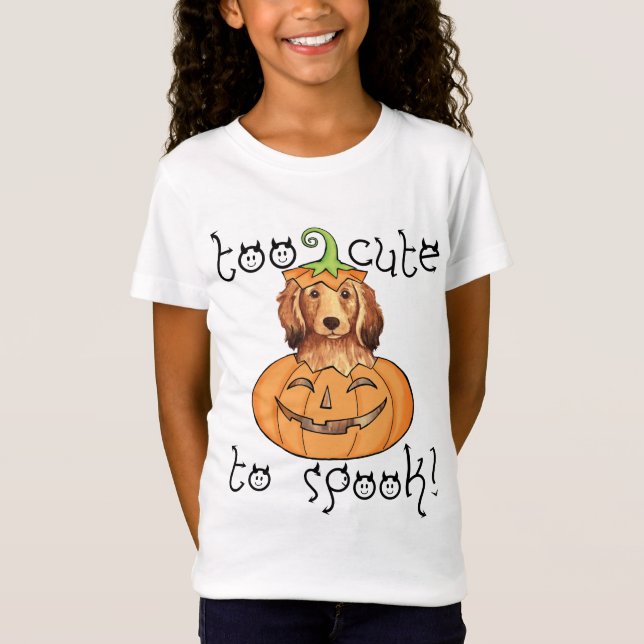 Camiseta Dachshund de cabello largo de Halloween (Anverso)