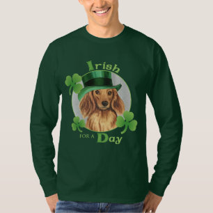 Camiseta Dachshund de cabello largo en el Día de San Patric