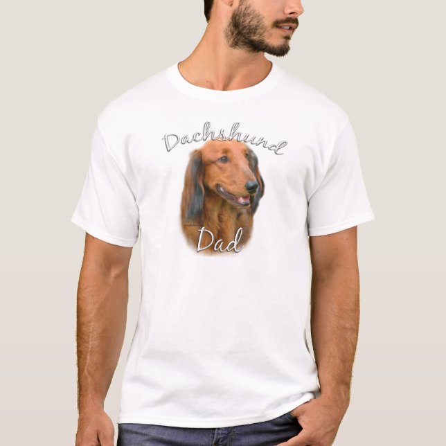 Camiseta Dachshund (de cabello largo) papá 2 (Anverso)