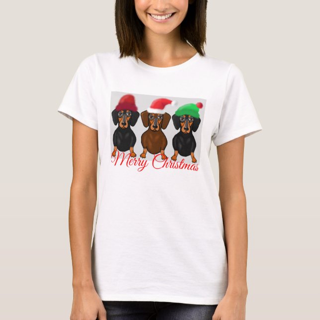 Camiseta Dachshund de las Felices Navidad (Anverso)
