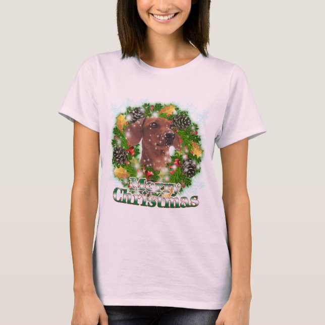 Camiseta Dachshund de las Felices Navidad (Anverso)