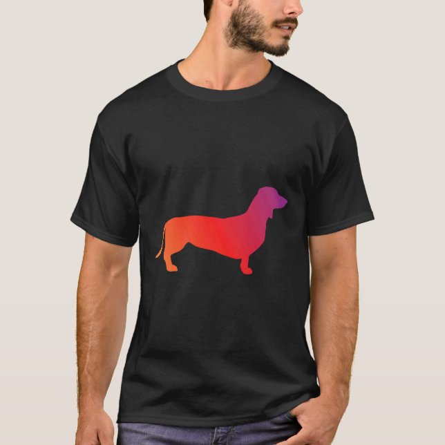 Camiseta Dachshund De naranja A Gradiente Púrpura (Anverso)