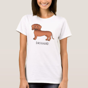 Camiseta Dachshund de pelaje rojo liso Cute perro de dibujo