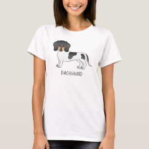 Camiseta Dachshund De Pelo Corto Negro Y Tan Piebald