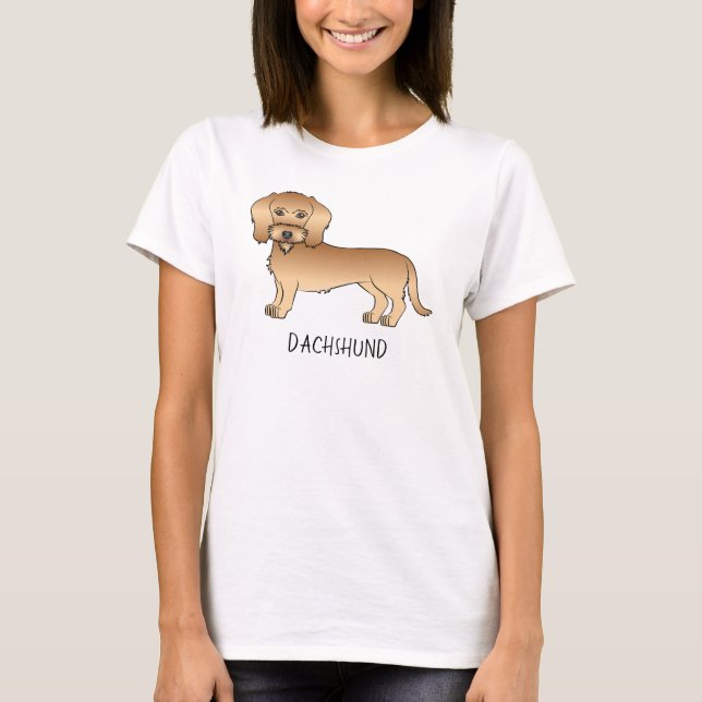 Camiseta Dachshund de pelo duro de trigo Perro de dibujos a (Anverso)