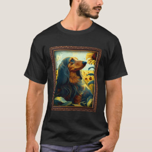 Camiseta Dachshund de pelo largo Doxie pintando girasol Flo