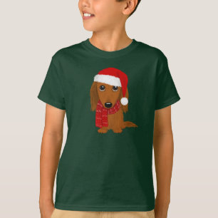 Camiseta Dachshund de pelo largo Santa Perro Salchicha Navi